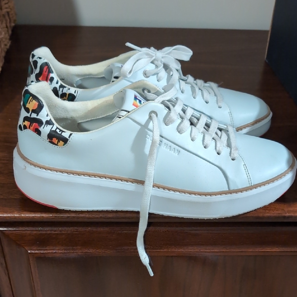 Cole Haan White Sneakers with Vibrant Heel